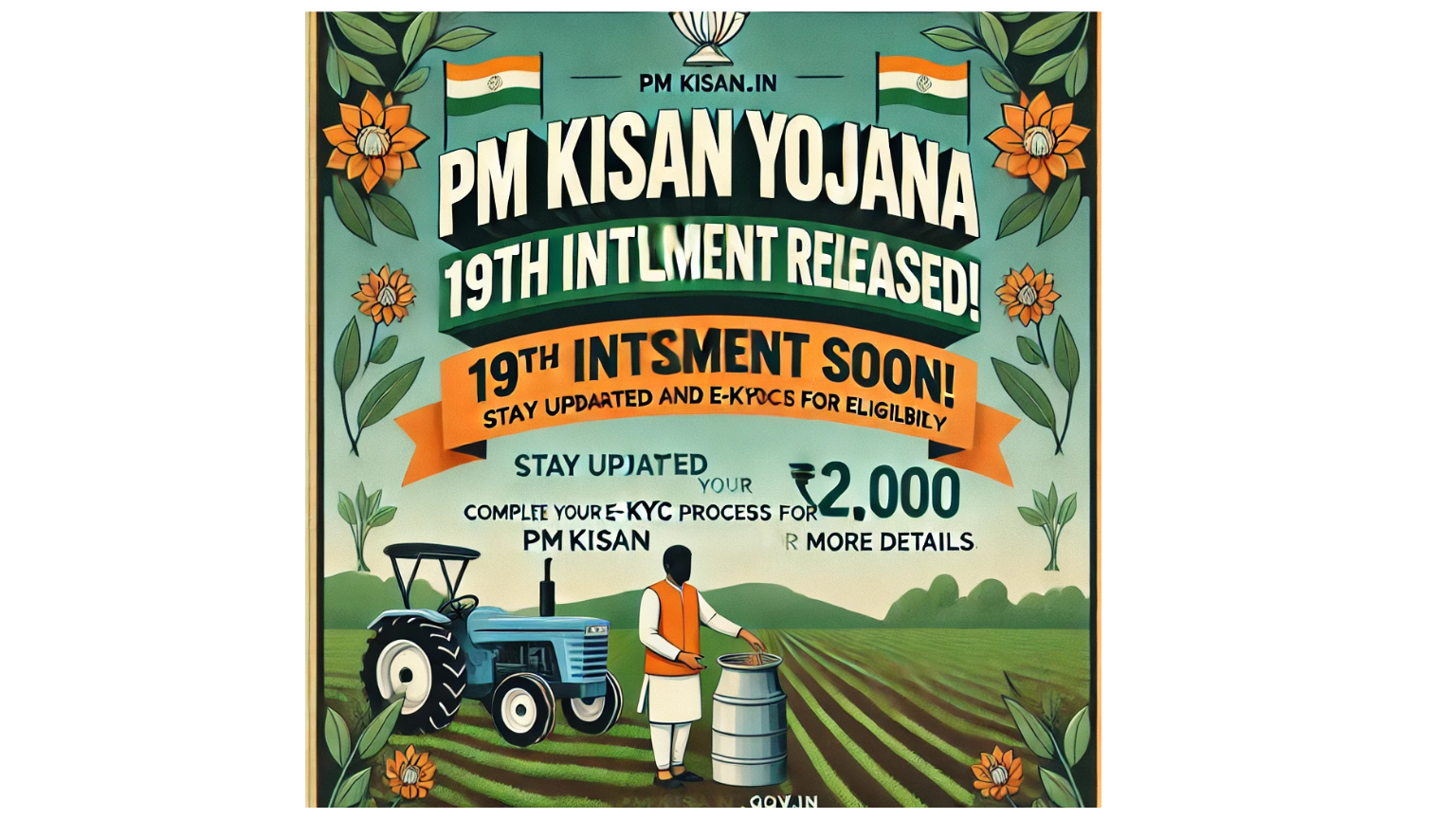 पीएम किसान योजना की 19वी क़िस्त तिथि जारी PM Kisan 19th Installment